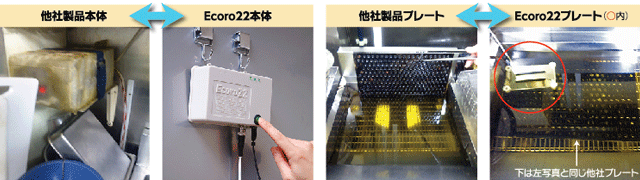 Ecoro22の本体重量は400g、サイズも14.8×10×4.9cmと、S字フックやマグネットで吊るせるコンパクトさ!